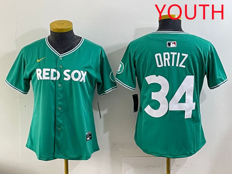 Youth 2025 Boston Red Sox #34 Ortiz Dark Green Joint Name Nike MLB Jersey style 1->youth mlb jersey->Youth Jersey